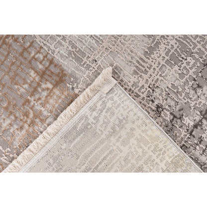 Kurzflorteppich Akropolis 425 Grau / Silber – Vintage Teppich mit Fransen
