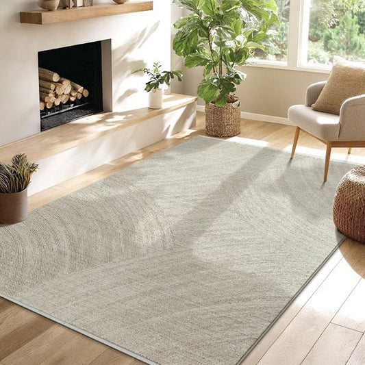 Moderner Flowline Kurzflor-Teppich in Beige