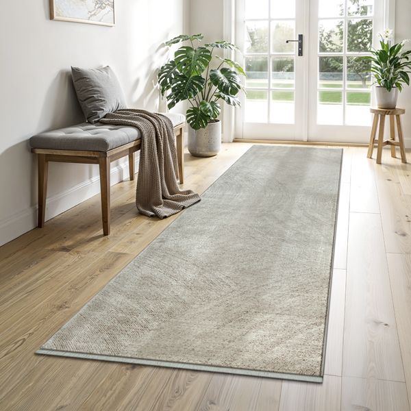 Moderner Flowline Kurzflor-Teppich in Beige