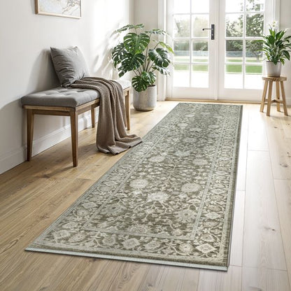 Moderner Flowline Kurzflor-Teppich in Grün