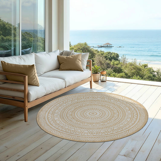 Runder Indoor & Outdoor Kurzflorteppich Nature – Maestro