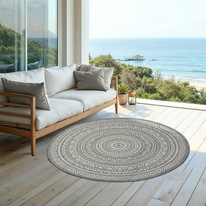 Runder Indoor & Outdoor Kurzflorteppich Grey – Maestro