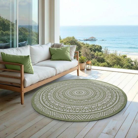 Runder Indoor & Outdoor Kurzflorteppich Green – Maestro