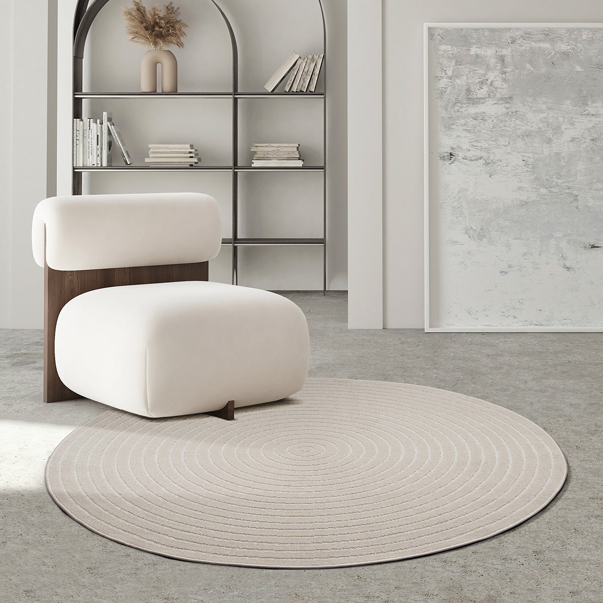 Teneriffe Plus Outdoor Teppich Rund – Moderner In- & Outdoorteppich-Cream