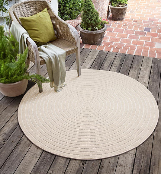 Teleriffe Plus Plus Outdoor Teppich Rund – Moderner In- & Outdoorteppich-Beige