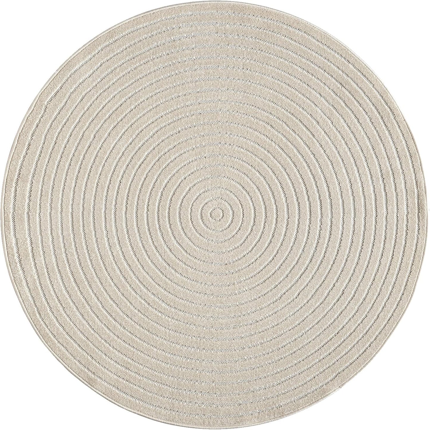 Teleriffe Plus Plus Outdoor Teppich Rund – Moderner In- & Outdoorteppich-Beige