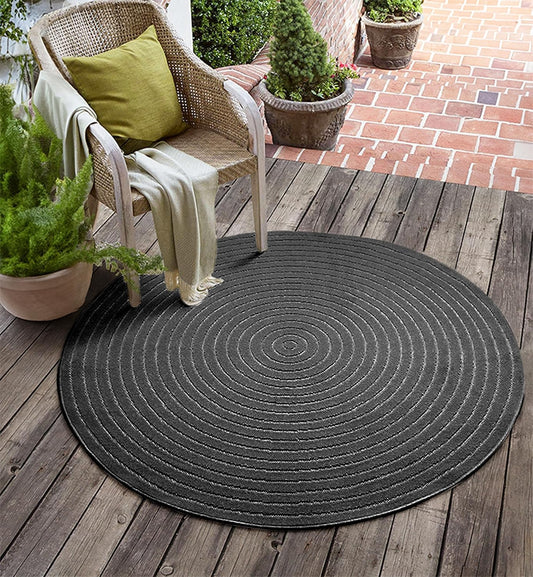 Teleriffe Plus Plus Outdoor Teppich Rund – Moderner In- & Outdoorteppich-Anthracite