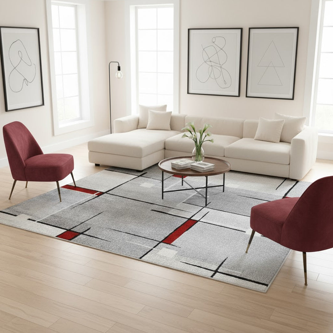 Thales Moderner Teppich 6102 951-Grey Red