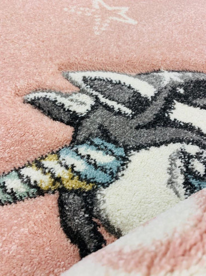 Kinderteppich Einhorn Herzen Gestreift Mädchen
