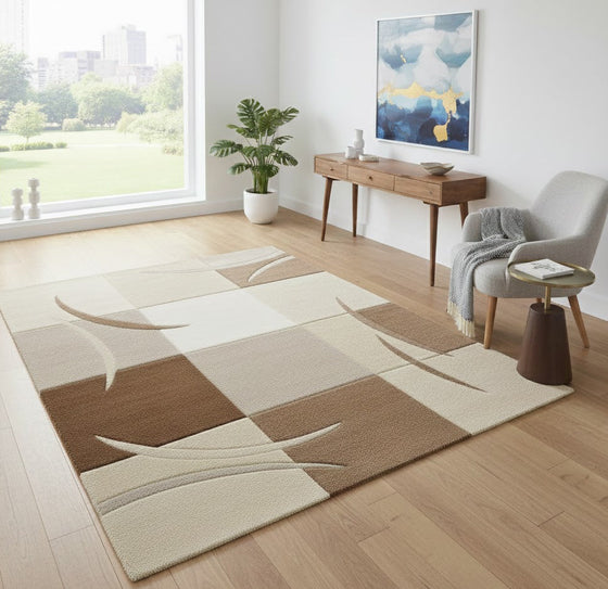 Designer Teppich Diamond Karo Braun Beige