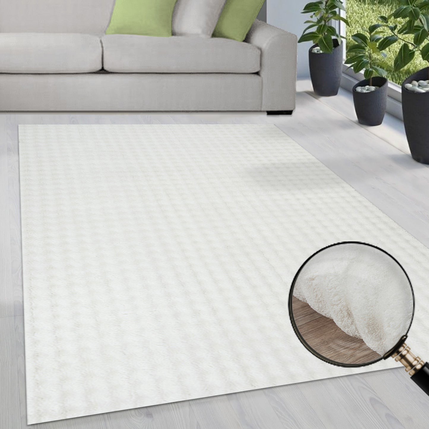 Flow Flauschiger Bubble Hochflor Teppich, 67 60-Cream