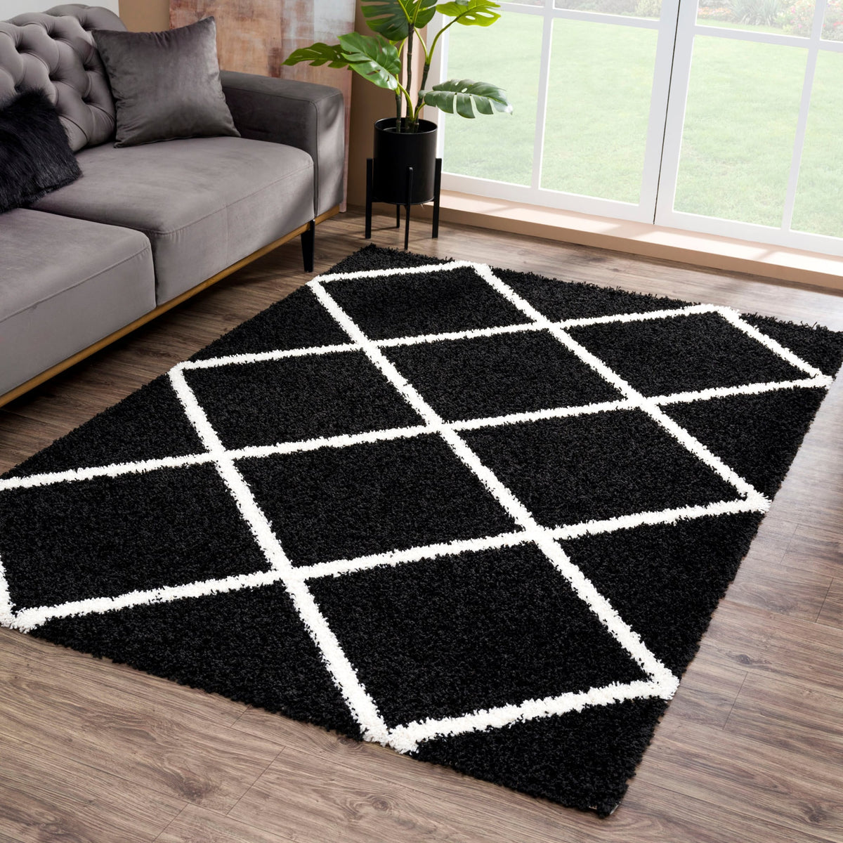 Madrid Schwarz – Hochflor Teppich