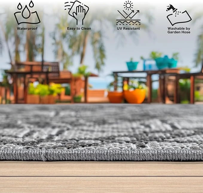 Indoor & Outdoor Kurzflorteppich Anthracite – Maestro