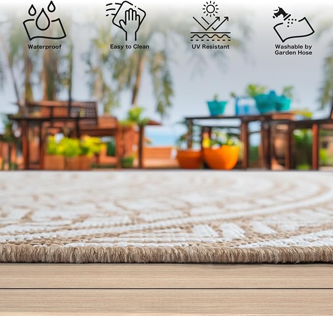 Maestro | Nature | Moderner In-& Outdoor Teppich | rund