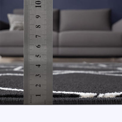 Sanat Trellis – Kurzflor-Teppich Rund Schwarz