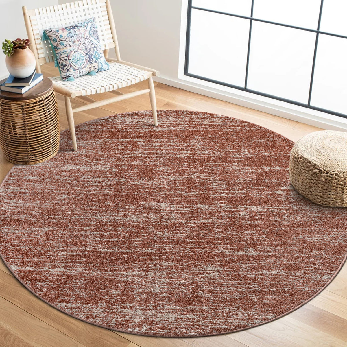 Runder Teppich Oslo 9606 Terra | Moderner Kurzflor