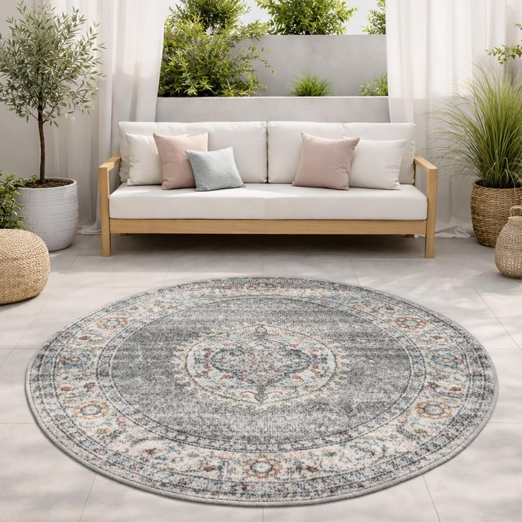In- & Outdoor Teppich Salsa 20053 95-Grey – Rund