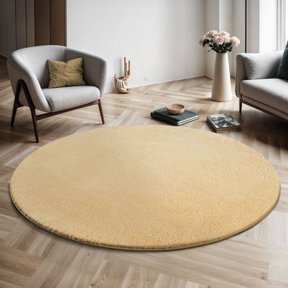 Loft washable | Gold | Hochflorteppich | rund