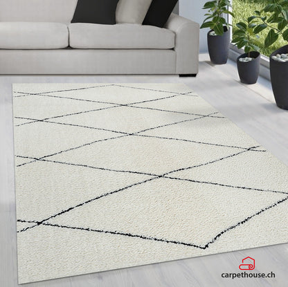 Ideal Shaggy Hochflorteppich 80259 390-White Black