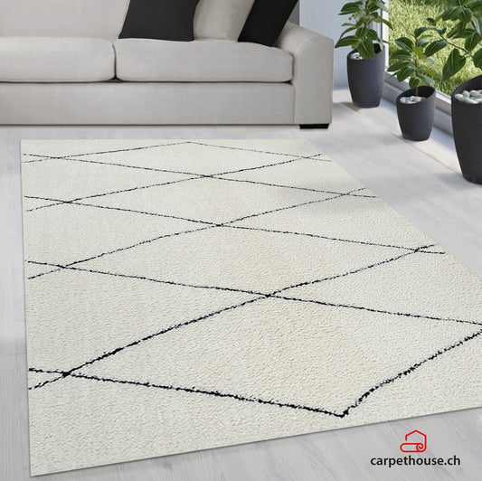 Ideal Shaggy Hochflorteppich 80259 390-White Black