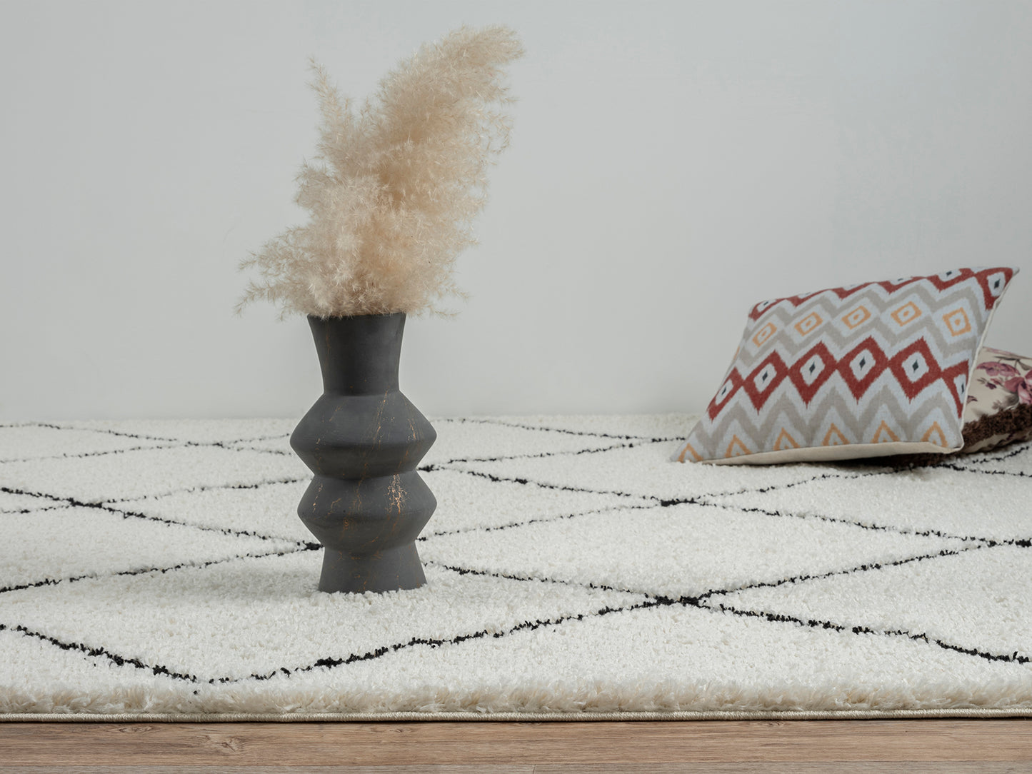 Ideal Shaggy Hochflorteppich 80260 390 White Black – Rund