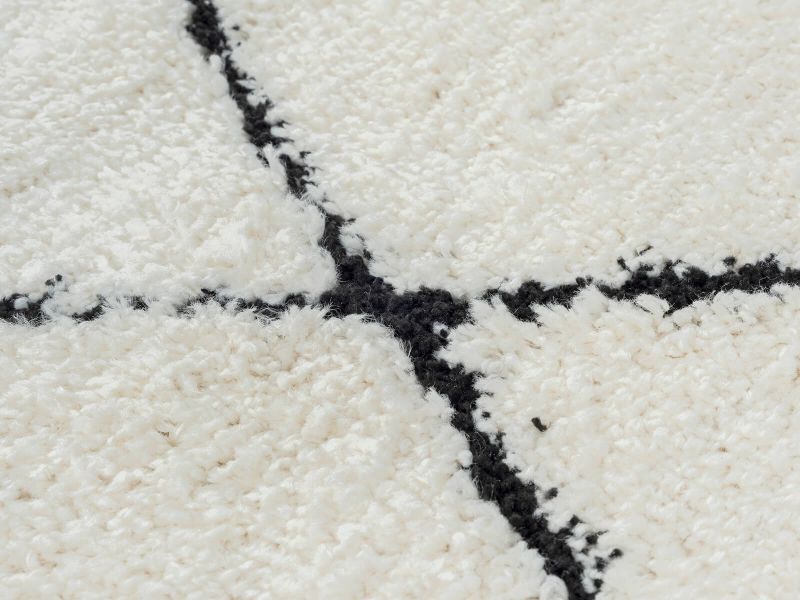 Ideal Shaggy Hochflorteppich 80260 390 White Black – Rund