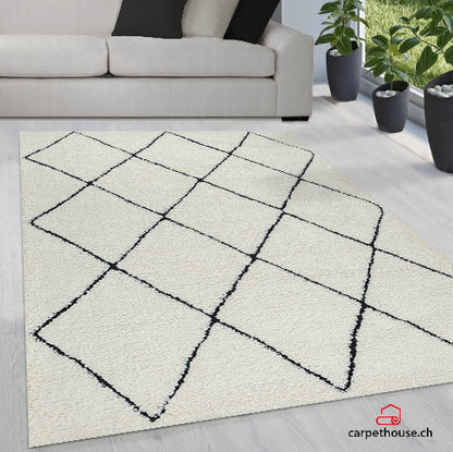 Ideal Shaggy Hochflorteppich 80260 390-White Black