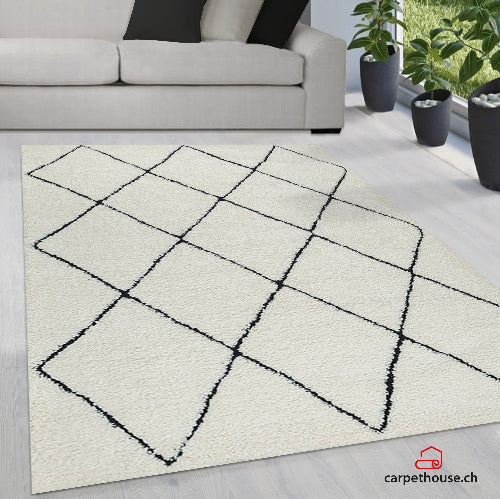 Ideal Shaggy Hochflorteppich 80260 390-White Black