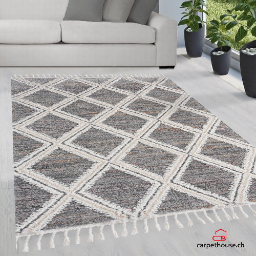 Uvita Teppich Handmade-Look 3D mit Fransen, 80265 111-Multi