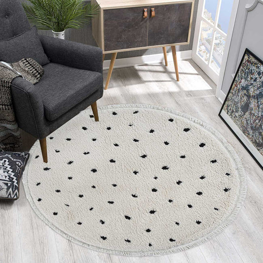 Ideal Shaggy Hochflorteppich 80406 260-Cream mit fransen – Rund