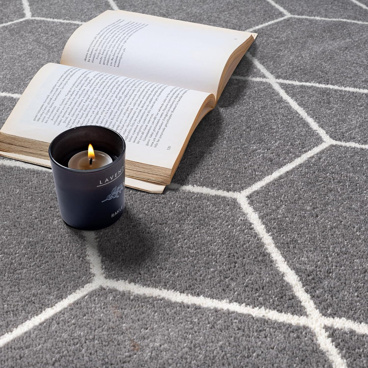 Sanat Trellis – Kurzflor-Teppich Rund Grau