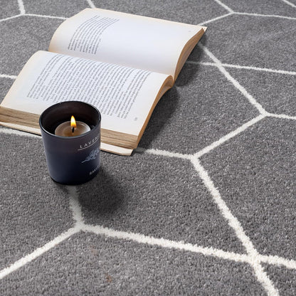 Sanat Trellis – Kurzflor-Teppich Rund Grau