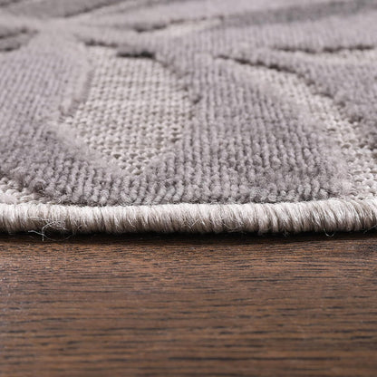 Floral Outdoor Teppich Rund, Gray – Wetterfest, Wasserabweisend & Pflegeleicht | Balkon, Terrasse & Garten