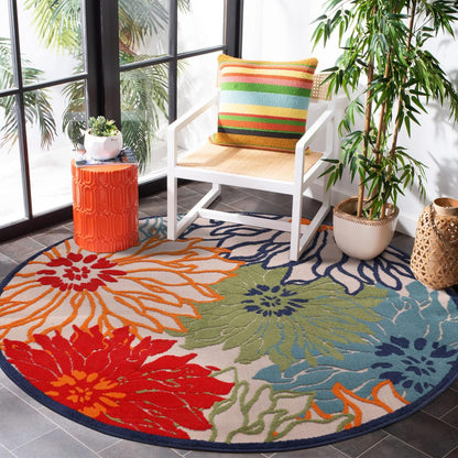 Floral Outdoor Teppich Rund, Multi – Wetterfest, Wasserabweisend & Pflegeleicht | Für Balkon, Terrasse & Garten