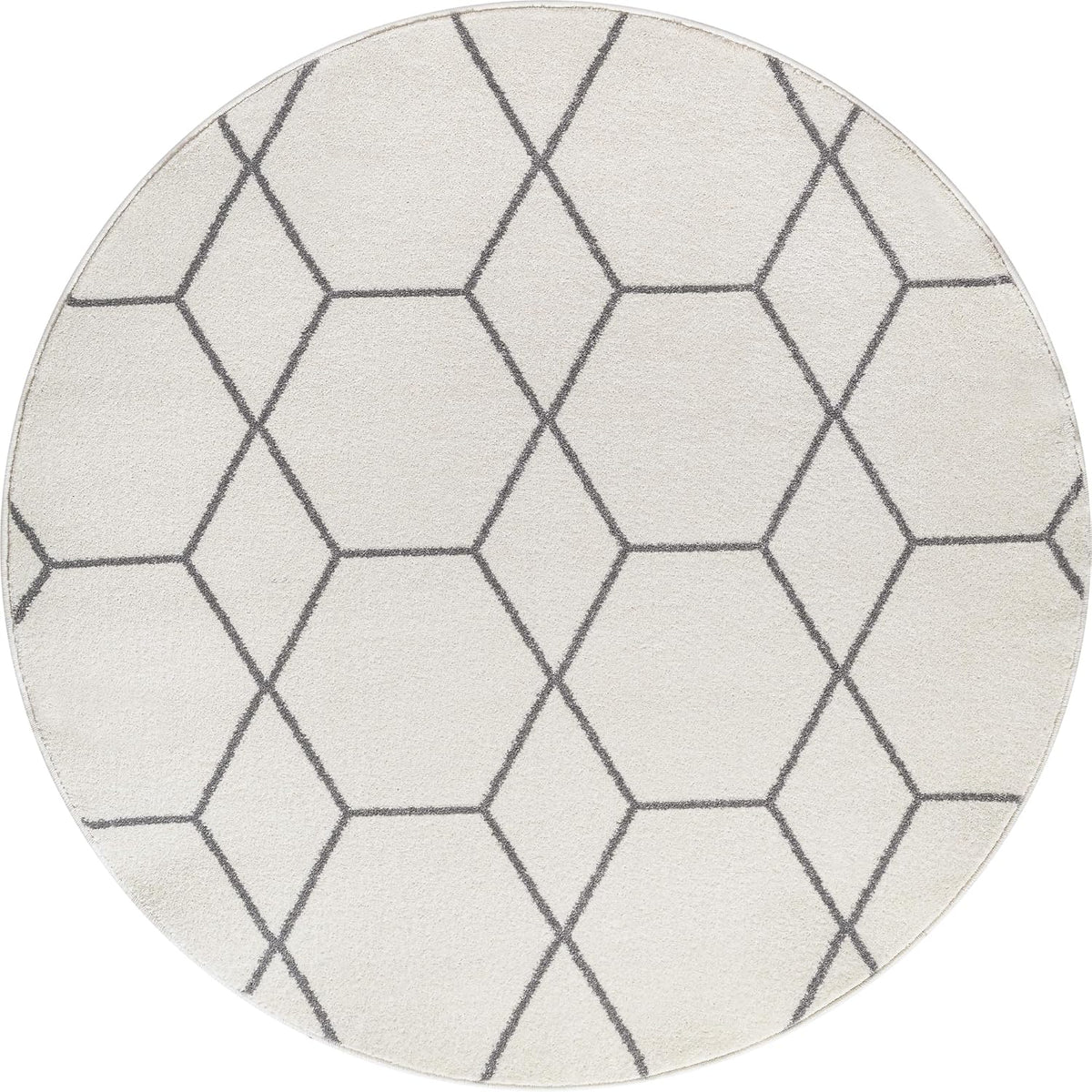 Sanat Trellis – Kurzflor-Teppich Rund Creme