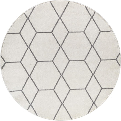 Sanat Trellis – Kurzflor-Teppich Rund Creme