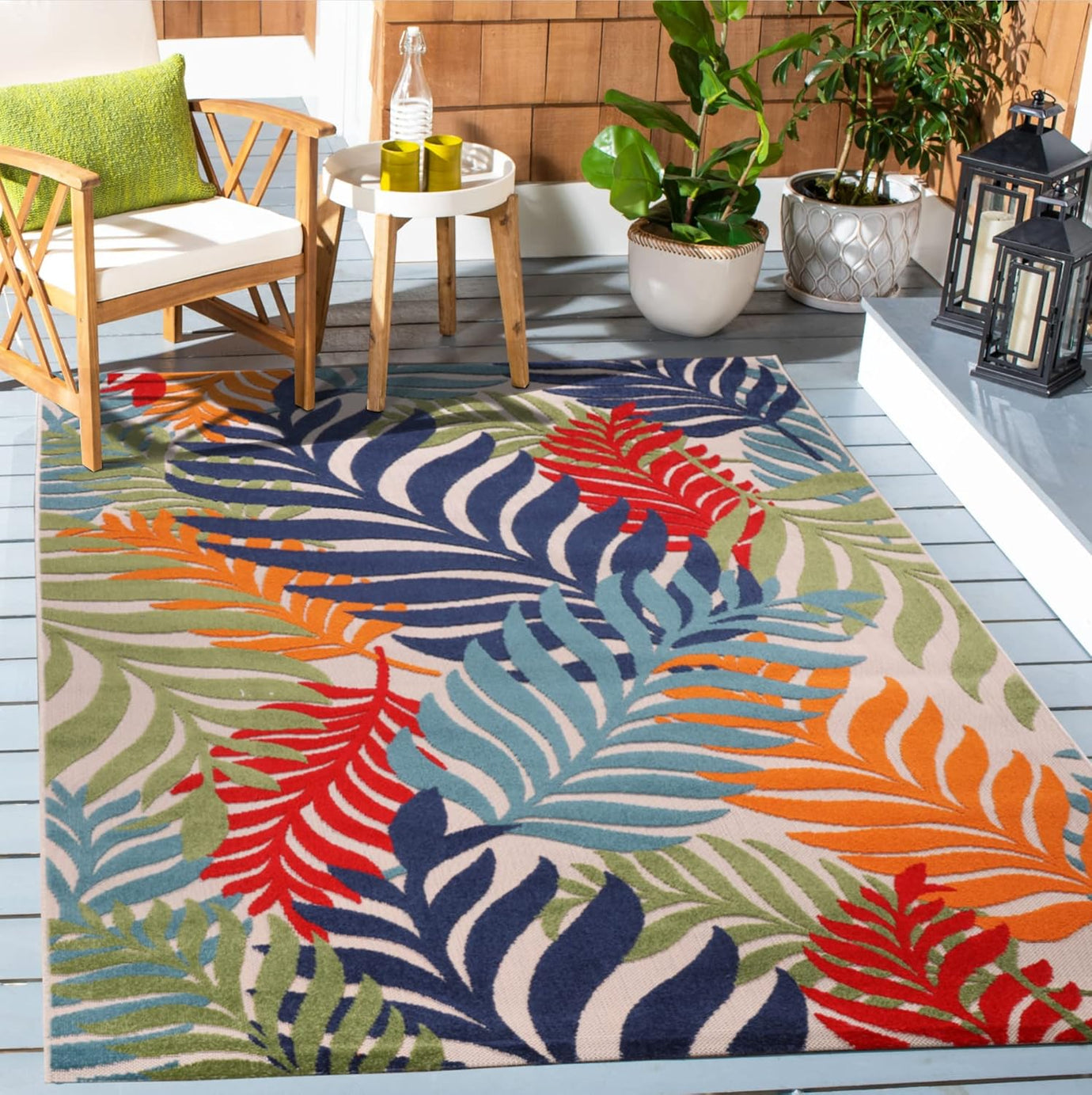 Floral Outdoor Teppich, Multi – Wetterfest, Wasserabweisend & Pflegeleicht | Balkon, Terrasse & Garten
