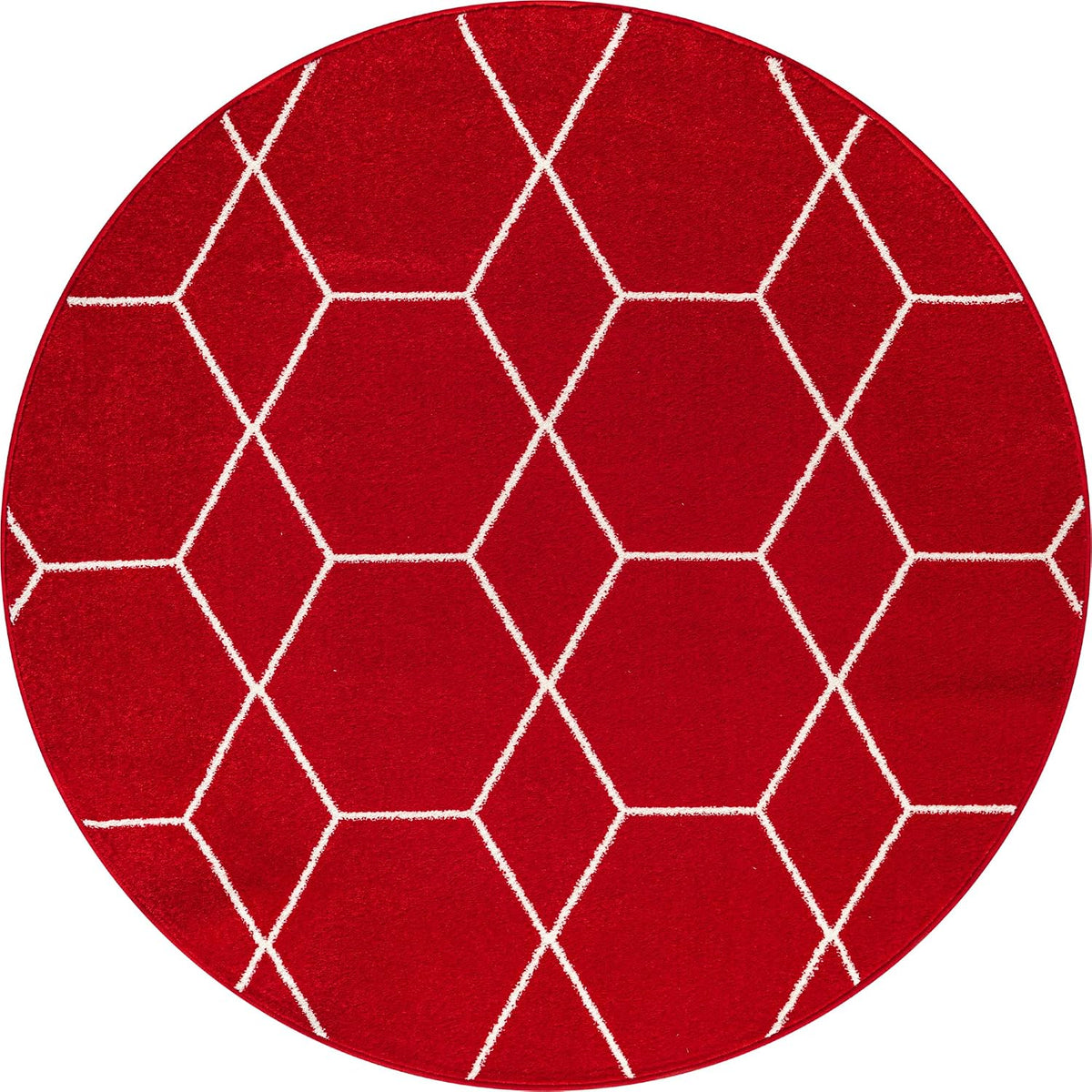 Sanat Trellis – Kurzflor-Teppich Rund Rot