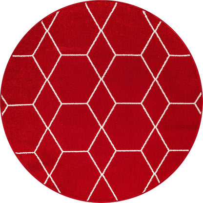 Sanat Trellis – Kurzflor-Teppich Rund Rot