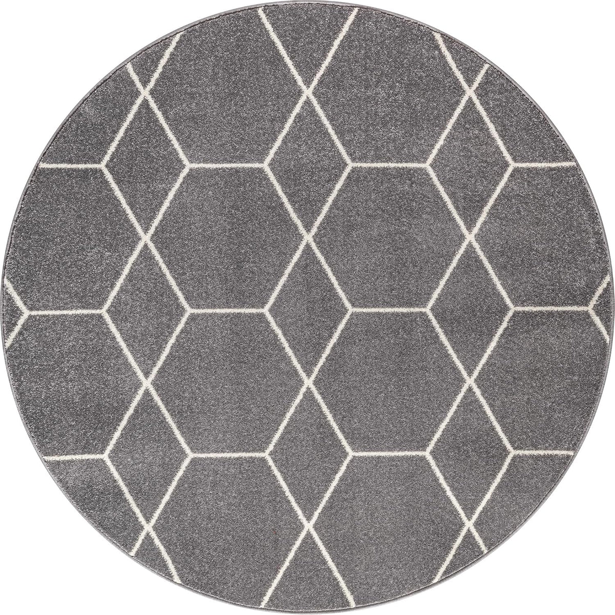 Sanat Trellis – Kurzflor-Teppich Rund Grau