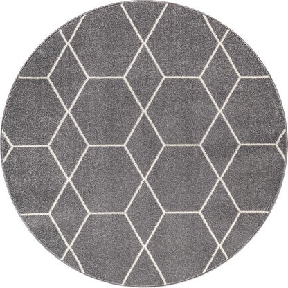 Sanat Trellis – Kurzflor-Teppich Rund Grau