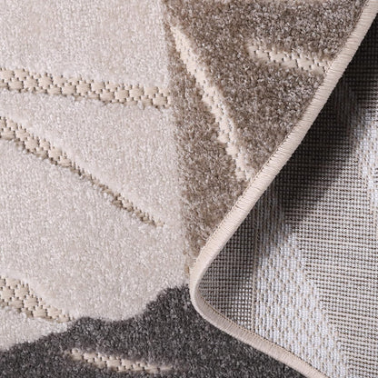 Floral Outdoor Teppich Rund, Beige – Wetterfest, Wasserabweisend & Pflegeleicht | Für Balkon, Terrasse & Garten