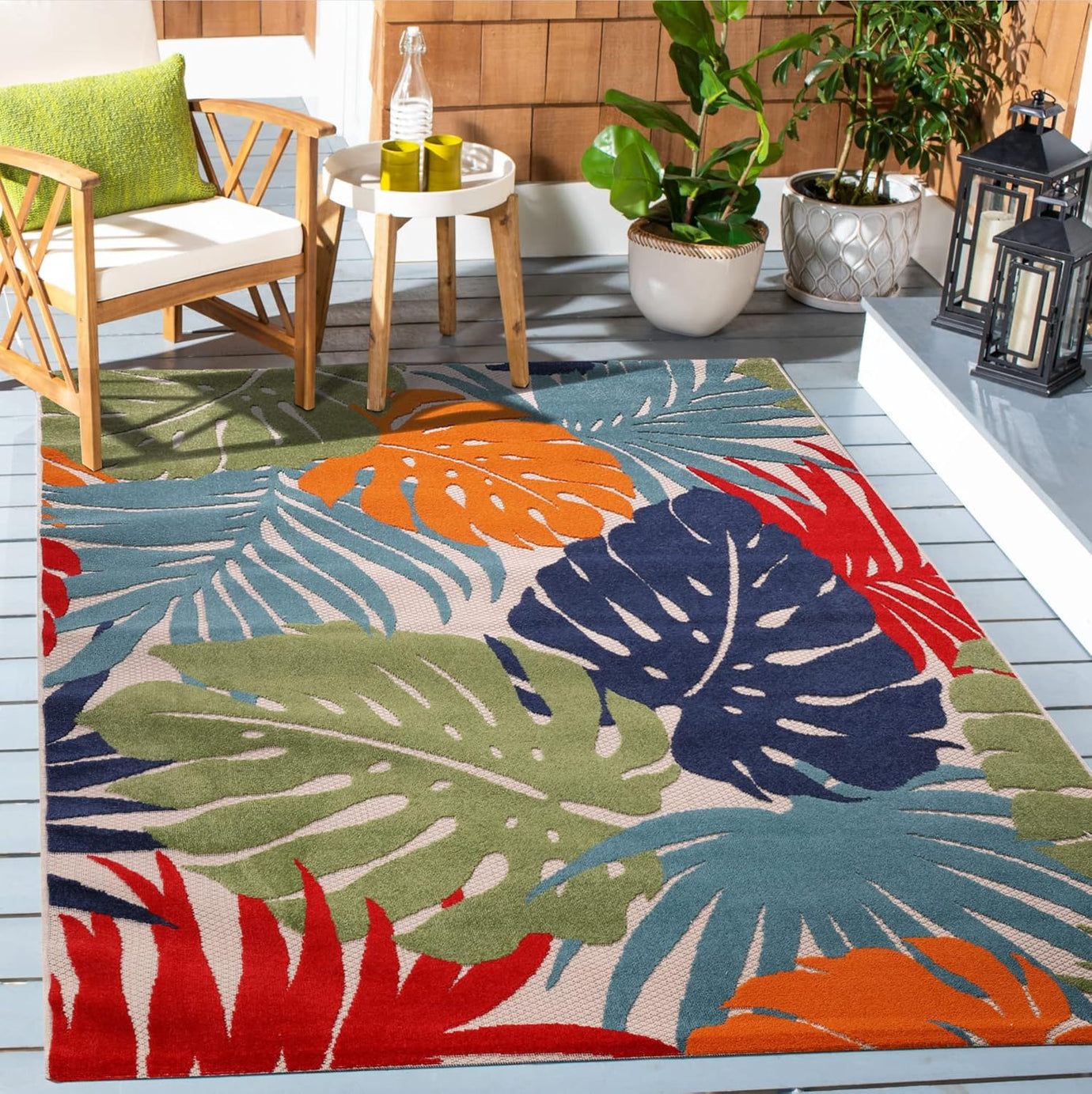 Floral Outdoor Teppich, Multi – Wetterfest, Wasserabweisend & Pflegeleicht | Balkon, Terrasse & Garten