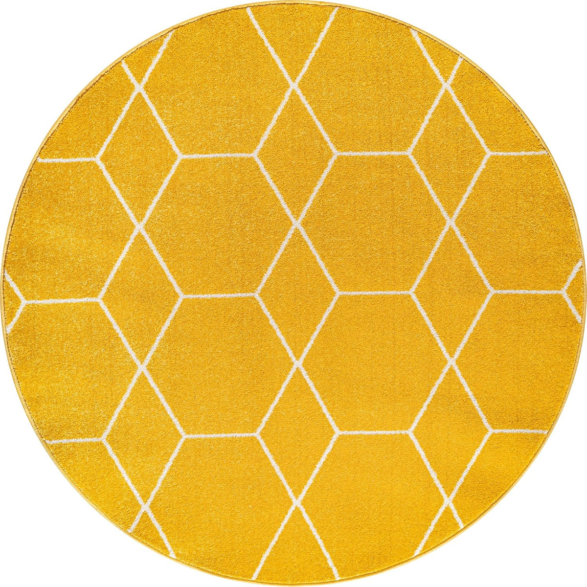 Sanat Trellis – Kurzflor-Teppich Rund Gelb