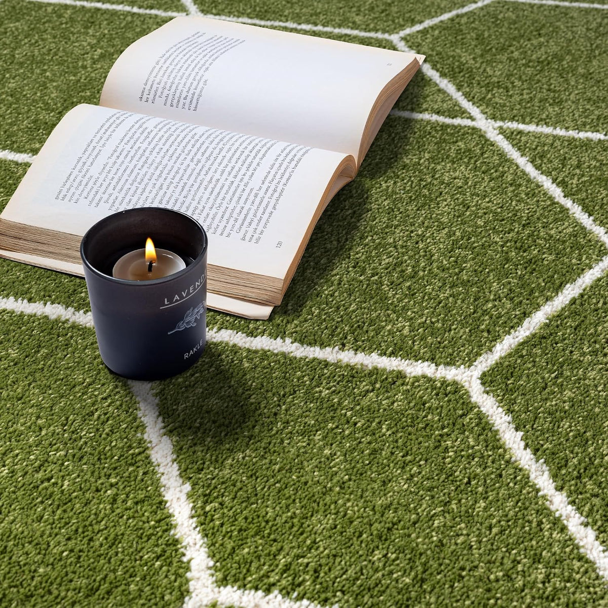 Sanat Trellis – Kurzflor-Teppich Rund Grün