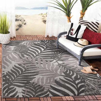 Floral Outdoor Teppich, Gray – Wetterfest, Wasserabweisend & Pflegeleicht | Balkon, Terrasse & Garten