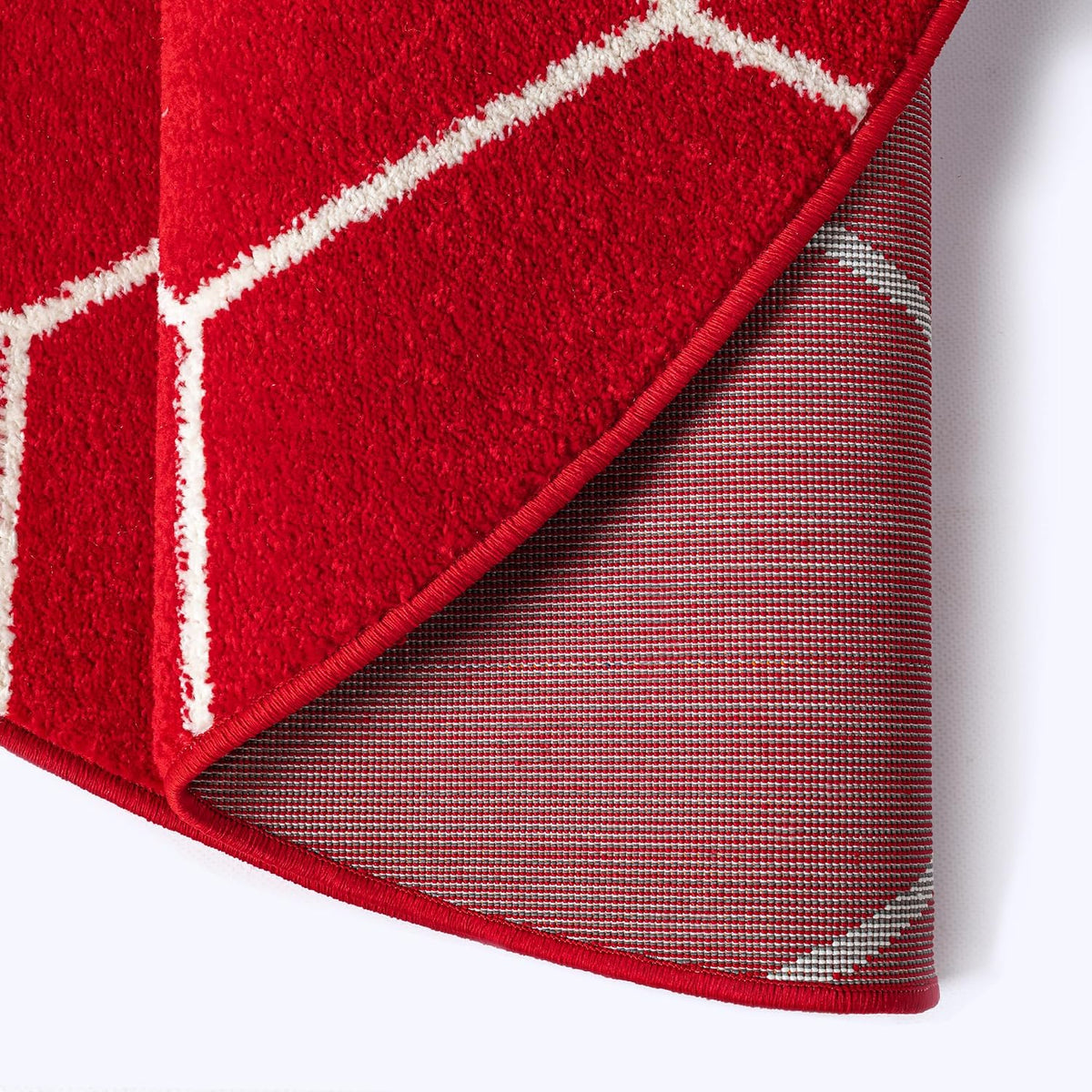 Sanat Trellis – Kurzflor-Teppich Rund Rot