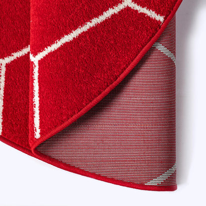 Sanat Trellis – Kurzflor-Teppich Rund Rot