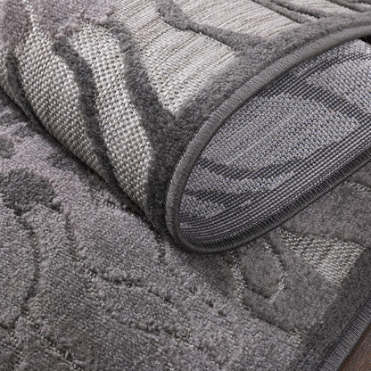 Floral Outdoor Teppich, Gray – Wetterfest, Wasserabweisend & Pflegeleicht | Balkon, Terrasse & Garten