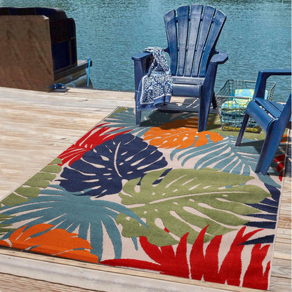 Floral Outdoor Teppich, Multi – Wetterfest, Wasserabweisend & Pflegeleicht | Balkon, Terrasse & Garten
